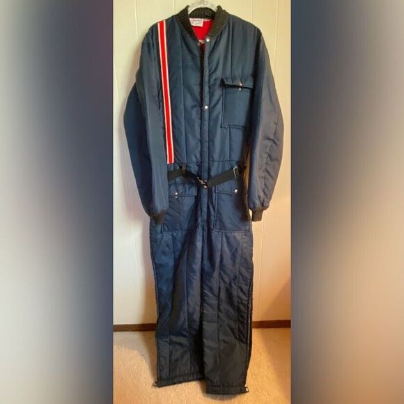 The Snowmobile Suit Men’s Medium Blue Coveralls Hood Performance Winter Sports